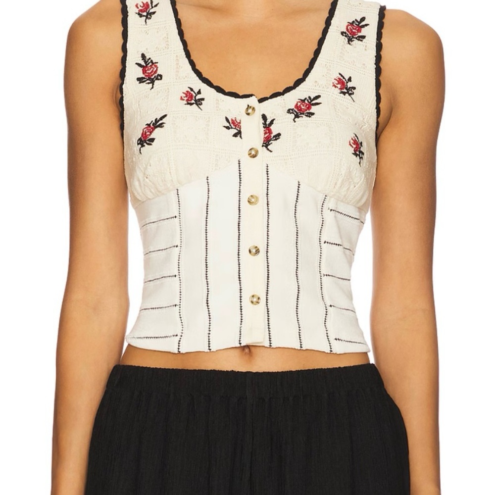 NWT Free People Rose Bud Knit Tank Top - Picture 3 of 10